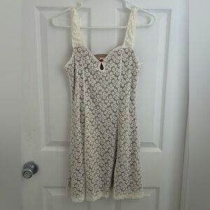 AEROPOSTALE white floral v neck fit &flare dress